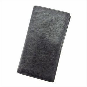 Authentic Used Bvlgari Long Wallet leather Black Woman unisex